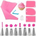 124/40/21PCS Piping Bags and Tips Set Cake DIY Decorating Kit with Stainless Steel Nozzle Reusable Silicone Pastry Baking Tool.