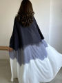 Abaya Fashion Midi Dress for Women; Middle East Muslim Long Robe with Tie-Dye Printed Cape for Spring and Summer.