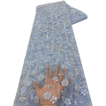 2026 Net Lace Fabrics With Sequins For Evening Dresses Latest French Beaded Tulle Lace Fabric High Quality African.