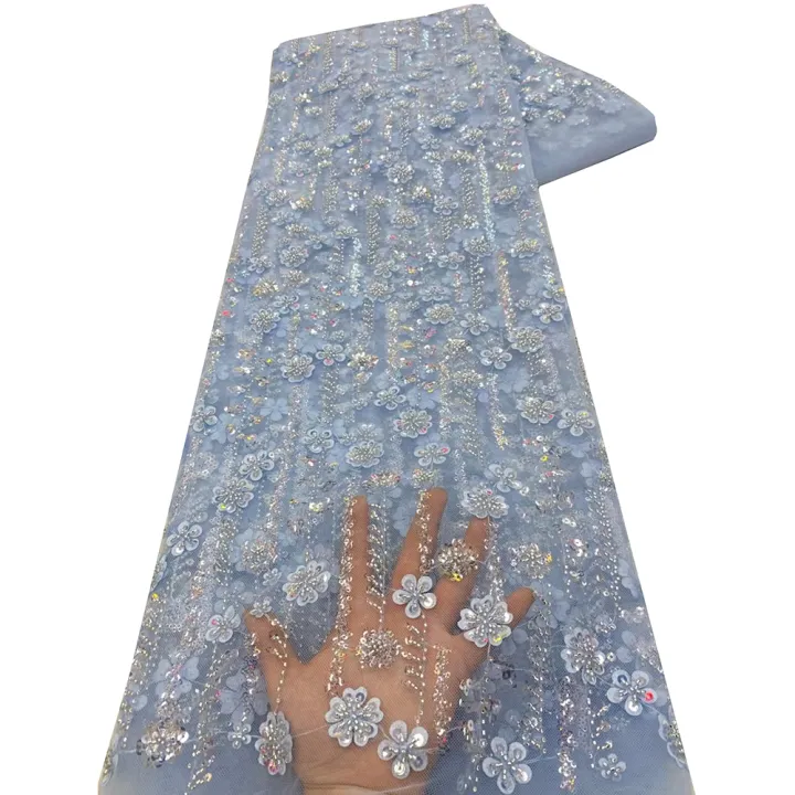 2026%20Net%20Lace%20Fabrics%20With%20Sequins%20For%20Evening%20Dresses%20Latest%20French%20Beaded%20Tulle%20Lace%20Fabric%20High%20Quality%20African%20-%20Image%208