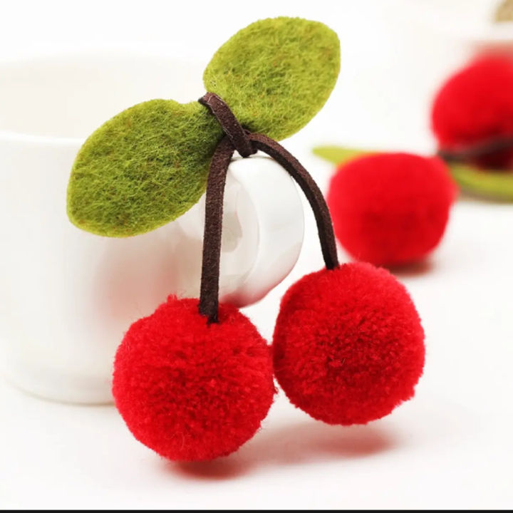 1PC Cherry Bow Hairpins for Kids New Charm Ball and Leaves Ornaments, Kids Fashion Hair Accessories