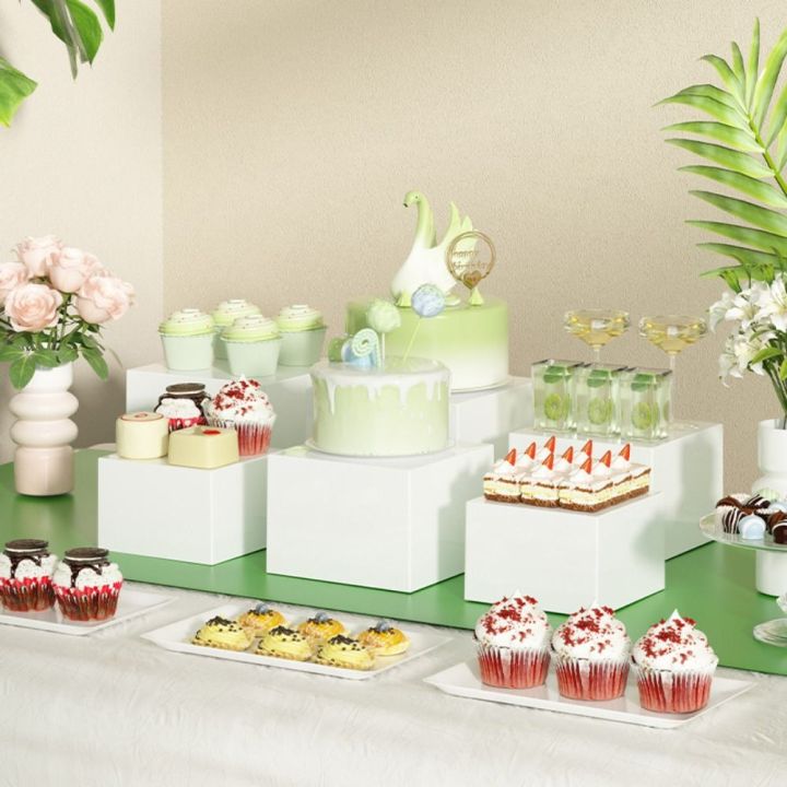 Buffeet Platform 6pcs/set Acrylic Buffet Riser Square Space Saving Desktop Display ...