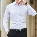 New Plus Size Men Solid Color Business Shirt Fashion Classic Basic Casual Slim White Long Sleeve Shirt Brand Clothes. 