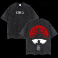 Itachi T Shirt Naruto Men Acid Wash Back Print Blood Moon Anime Graphic Cotton Streetwear Uchiha Clan Vintage Bootleg Tee. 