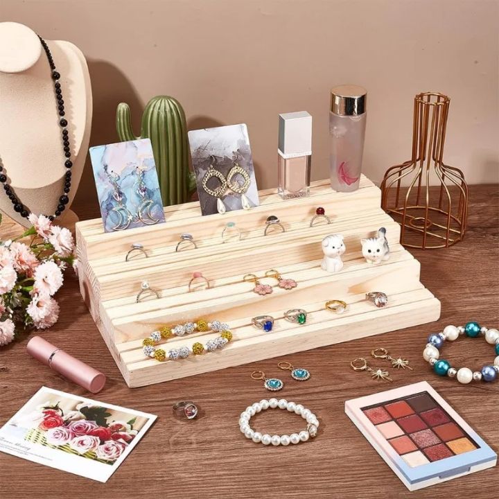 1pc%204-Tier%20Wood%20Jewelry%20Display%20Stand%20Wooden%20Earring%20Organizer%20Holder%20with%20Grooves%20Jewelry%20Showcase%20Rack%20for%20Rings%20Earring%20-%20Image%204