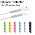 10pcs Cable Protector Silicone Charge Cable Spiral Winder Wire End Cord Savers Cover For Phone USB Charger Cable Accessories. 