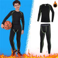 Kids Fitness Tracksuits Youth Warm Pants Tops Underwear Tight Sports Clothes for Boys Compression Running Basketball Sportswear. 