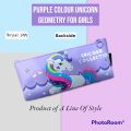 Purple colour cute unicorn geometry box for girls in medium size. |geometry box for girls||unicorn geometry||pencil case|. 