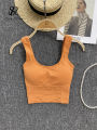 SINGREINY 2024 Fashion Casual Crop Top Women Strap Basic Chest Pad Sleeveless Sports Tank Top Solid Backless Beach Camis. 