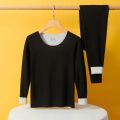 The New Cashmere Silk Thermal Underwear Set of Women's Non-marking Home Wear Wear Grinding Hair Fever Autumn Clothes and Pants.