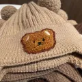 Baby wool hat cute bear ear protection hat children winter thickened warm knitted Korean version of the baby hat. 