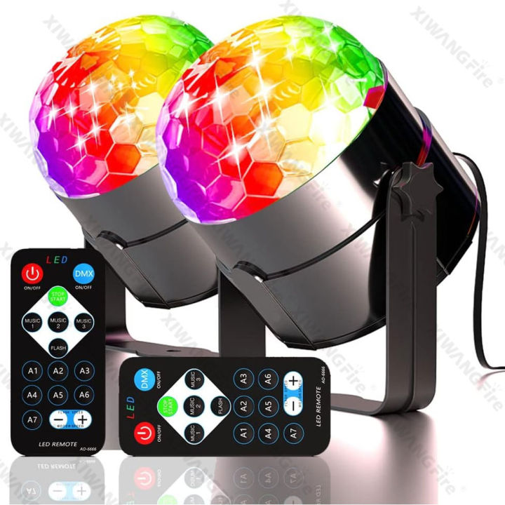 RGB LED Stage Disco Light Rotating DJ Ball Strobe Sound Control Magic Dance Car Christmas Party Club Laser Show Lamp Party