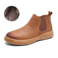 Winter Leather Men Ankle Boots with Fur High Quanlity Man Chelsea Boots Outdoor Casual Shoes No-slip High Top Male Work Shoes.