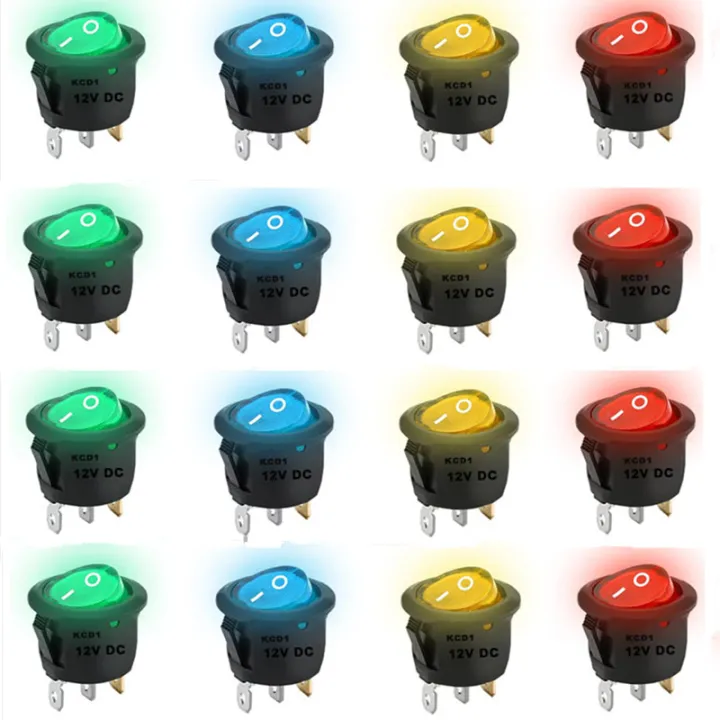 RS KCD3 101N RD, SPST ON OFF 3 Pin Red LED Latching Rocker Switch 20A 125V