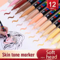 AngelMark Skin Tones Soft Art Markers Acrylic Paint Pens 12 colors for Sketch Portrait Manga Drawing Illustration Sketching Art. 