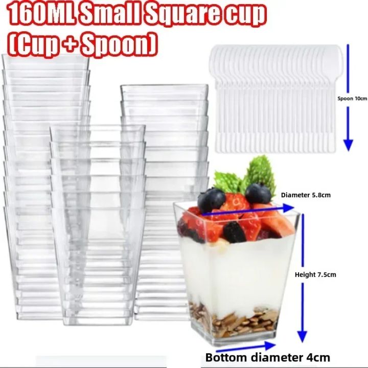 Transparent%20Square%20Plastic%20Dessert%20Cups%20with%20Spoons%20Reusable%20Parfait%20Appetizer%20Mini%20Party%20Shot%20Glasses%20for%20Tasting%20Treats%20-%20Image%207
