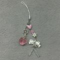 Pink Cute Peach Phone Charms Pendant Cute Bowknot Bead Handmade Sweet Girl Keychain For iPhone Camera Chain Love Heart Jewelry. 