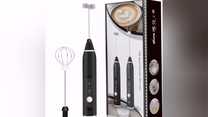 Coffee Beater Milk Frother, USB Rechargeable, 3-Speed Adjustable, Handheld Electric Foam Maker with 2 Stainless Whisks, Egg Beater Mini Blender Drink Mixer for Coffee, Cappuccino, Latte, Hot Chocolate, Eggs Mix
