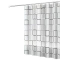 PEVA Waterproof Shower Curtain,Modern Bathroom Partition Curtain with Hooks,Geometric Plaid Pattern/Single Color Bath Curtains.