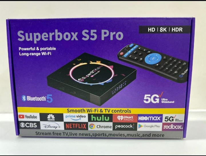 Android Box Superbox S5 Pro Bluetooth 5 8k HDR Allwinner 616 Fastest Processor With Free 3000+ Channels