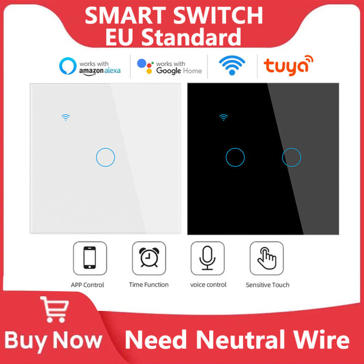 WiFi Smart Switch EU Light Wall Touch Switch 220V Need Neutral Wire