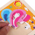 Hot Sale 11X11CM Kids Wooden Puzzle Baby Cartoon Animal Traffic Tangram Wood Puzzle Educational Jigsaw Toys For Children . 