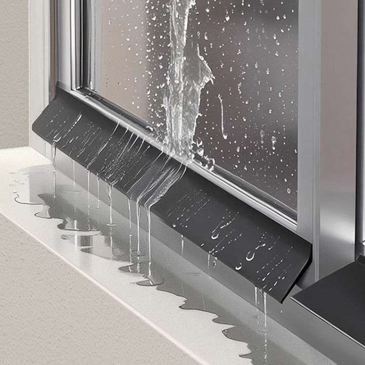 2m TPE Window Water Blocking Bar BalconySelf Adhesive Waterproof Sealing Strip Home Window Edge Water Deflector Flashing Board