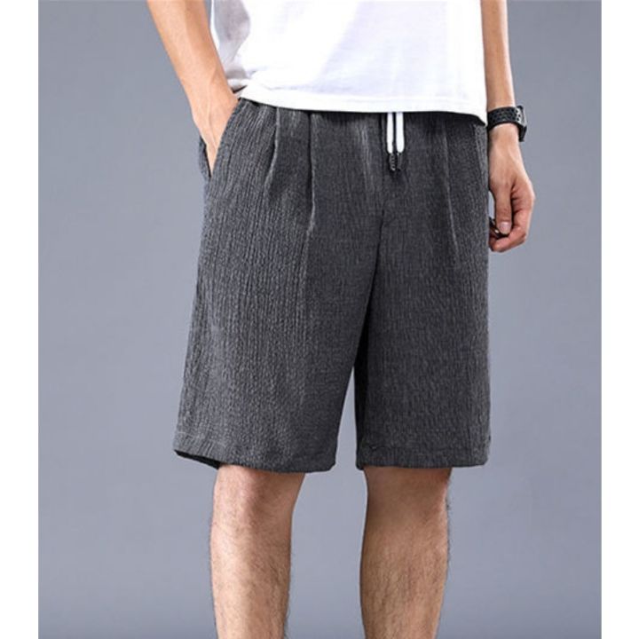 Sleeping%20Pants%20Ice%20Silk%20Shorts%20Men%20Casual%20Shorts%20Loose%205-Minute%20Pants%20Solid%20Youth%20Home%20Shorts%20Elastic%20Waist%20Large%20Pajama%20Pants%20-%20Image%203