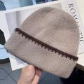 Minimally Color Blocking Striped Knitted Hats For Women Versatile In Autumn And Winter Fashionable And Trendy Warm Caps. 