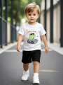 Cute Cool Dinosaur Print Boys Casual Set, Basic Boys Sport Two-Piece.