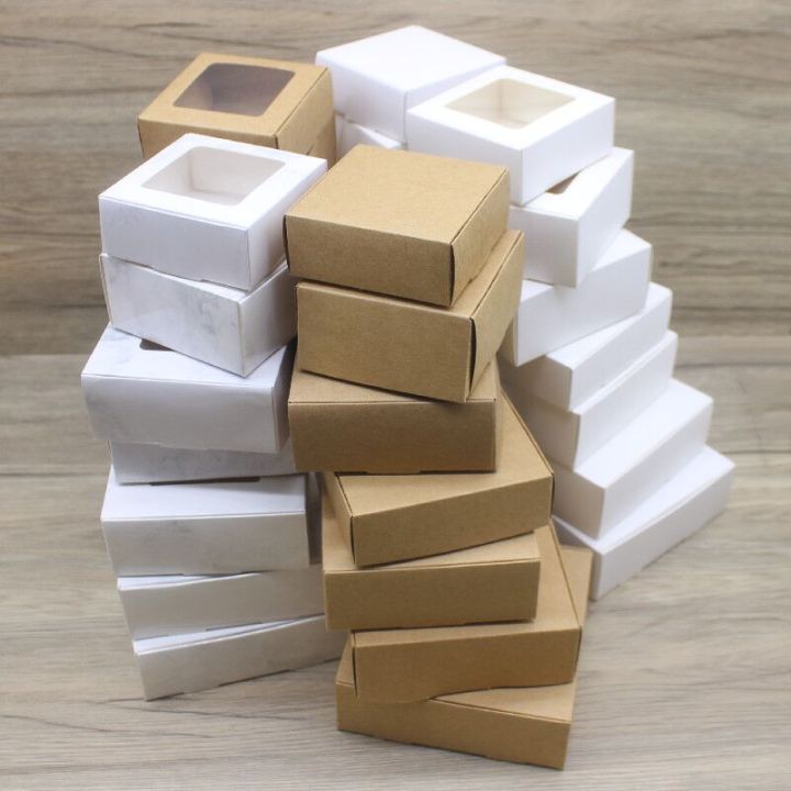 10pcs various gift packaging white kraft paper, window box paper ...