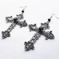 Punk Dazzle Goth detail Crucifix Black Zircon Jewelry Earrings Silver jewelry stylish gorgeous women's classic gift. 