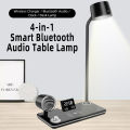 Multifunctional Led Desk Lamp with Bluetooth Audio Electronic Clock Wireless Charging, Knob Control Three Color Reading Lighting. 