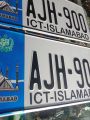 car number plates licence ICT Islamabad old new style customized by sticker embossed  not punch. 
