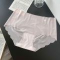 Spring and summer thin breathable ice silk seamless underwear women's mid-waist solid color girls ultra-thin mask pants ladies underwear.