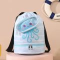 Drawstring Gym Bag for Kids Waterproof Drawstring Backpack Swim Bag with Compartment Pull String Sport Bag for Wet Swimming. 