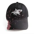 1pc Unisex Shark Embroidered Baseball Cap - Funky Style Black with Pink Accents, All-Season Comfort, Durable High-Quality Fabric.