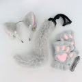 Halloween Cats Costume Set for Girl Cosplay, Halloween Cats Costume Accessories with Headband, Tail, Gloves 3Pcs.