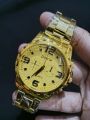 4PCS/MENS WEDDING WATCH DEAL TOP FASHION GOLEN HIGH QUAILITY CASUAL WATCH +CUBAN LOINK CHAIN BRACLET +LOCKET+RING FOR MEN /BOYS. 