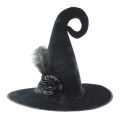 Halloween Witch Costume Headgear with Feather Rose Wizard Hat Decorative Props for Women Men Masquerade Party. 