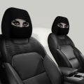 2pcs Mysterious Veil Red-Eyed Girl Printed Car Headrest Covers | Polyester, Knit Fabric, No Padding, Easy to Install and Wash.