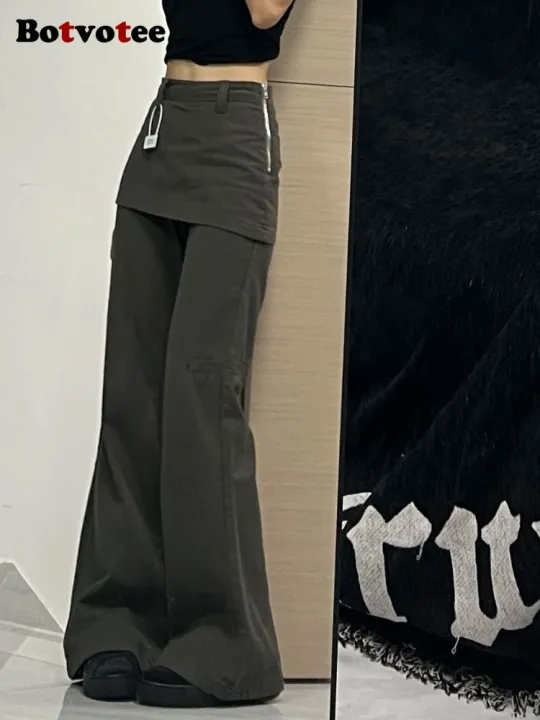 Botvotee%20Fake%20Two-Piece%20Plus%C2%A0size%20Wide%20Leg%20Jeans%20for%20Women%202025%20New%20Y2k%20Fashion%20Streetwear%20High%20Waisted%20Flare%20Denim%20Pants%20-%20Image%202