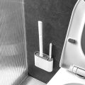 Silicone Toilet Brush Cleaning Brush Flat Head Flexible Wall Mounted Toilet Bowl Cleaner Brush Holder Set for WC Bathroom.