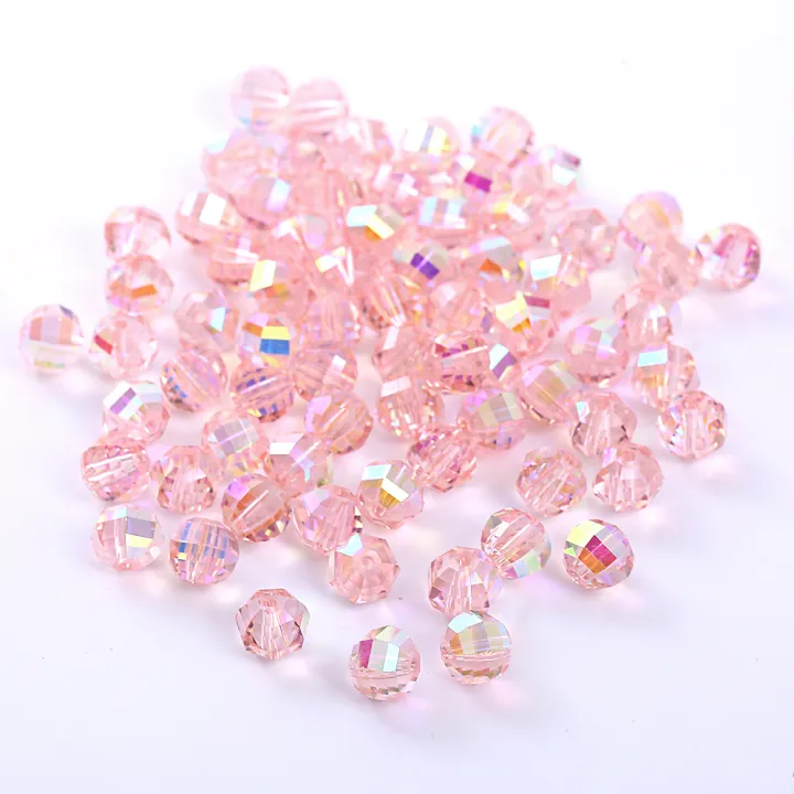 50pcs%208mm%20Pink/White%20AB%20Glass%20Crystal%20Watermelon%20Loose%20Beads%20DIY%20Bracelet%20Jewelry%20Making%20Clothing%20Accessories%20-%20Image%206