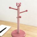 Cute Pink Bear Wooden Jewelry Stand for Desk & Vanity.