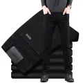 Spring Autumn New Men's Pure Black Slim Jeans Elastic Straight Pants Business Fashion Leisure Korean Vintage Denim Pants Male. 