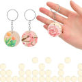 30PCS Round-Shaped Wooden Keychain Set with Unfinished Wood Chip Key Rings DIY Supplies for Craft Wholesale Accessories. 