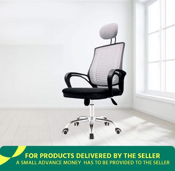 (FP-M-23-)%20%20Executive%20Office%20Chair%20V-Mesh%20Black/Ash%20Revolving%20Chair%20With%20Head%20Rest%20-%20Image%202