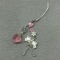 Pink Cute Peach Phone Charms Pendant Cute Bowknot Bead Handmade Sweet Girl Keychain For iPhone Camera Chain Love Heart Jewelry. 