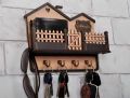 Wooden wall keychain holder with mobile stand wall mounted storage box wood mobile phone holder wood keychain holder wooden mobile stand. 